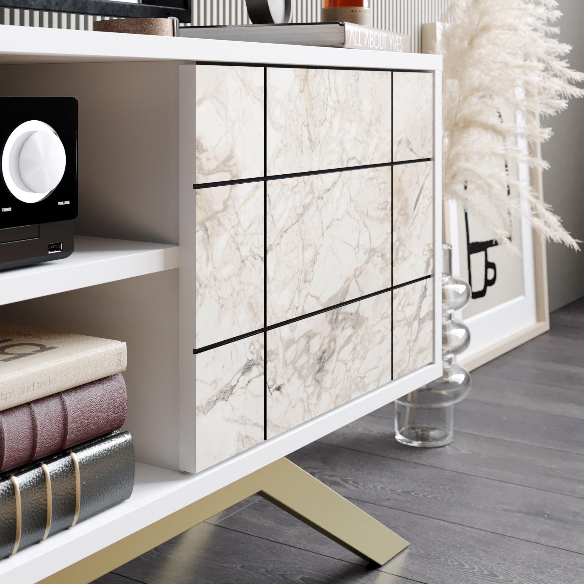 TV Stand North - White, Gold-NOR51TS01 White
Gold 143 X 43 X 20 by DECOROTIKA | Souqify