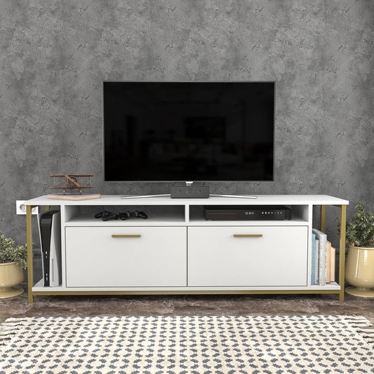 TV Stand Omar - White, Gold-OMR63TS03 White
Gold 174 X 43 X 15 by DECOROTIKA | Souqify