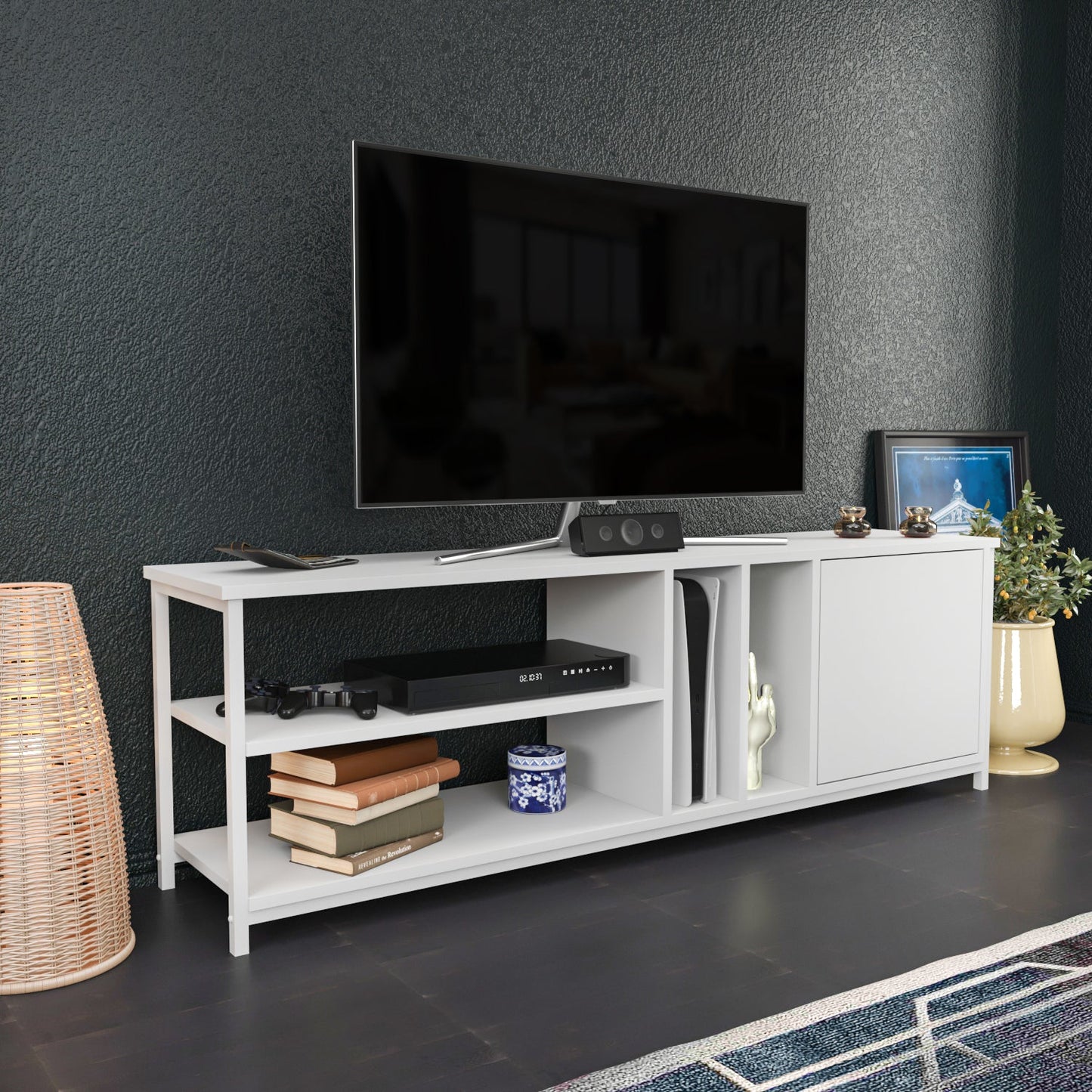 TV Stand Oneida - White-OTVS3105 White 169 X 47.2 X 16.6 by DECOROTIKA | Souqify
