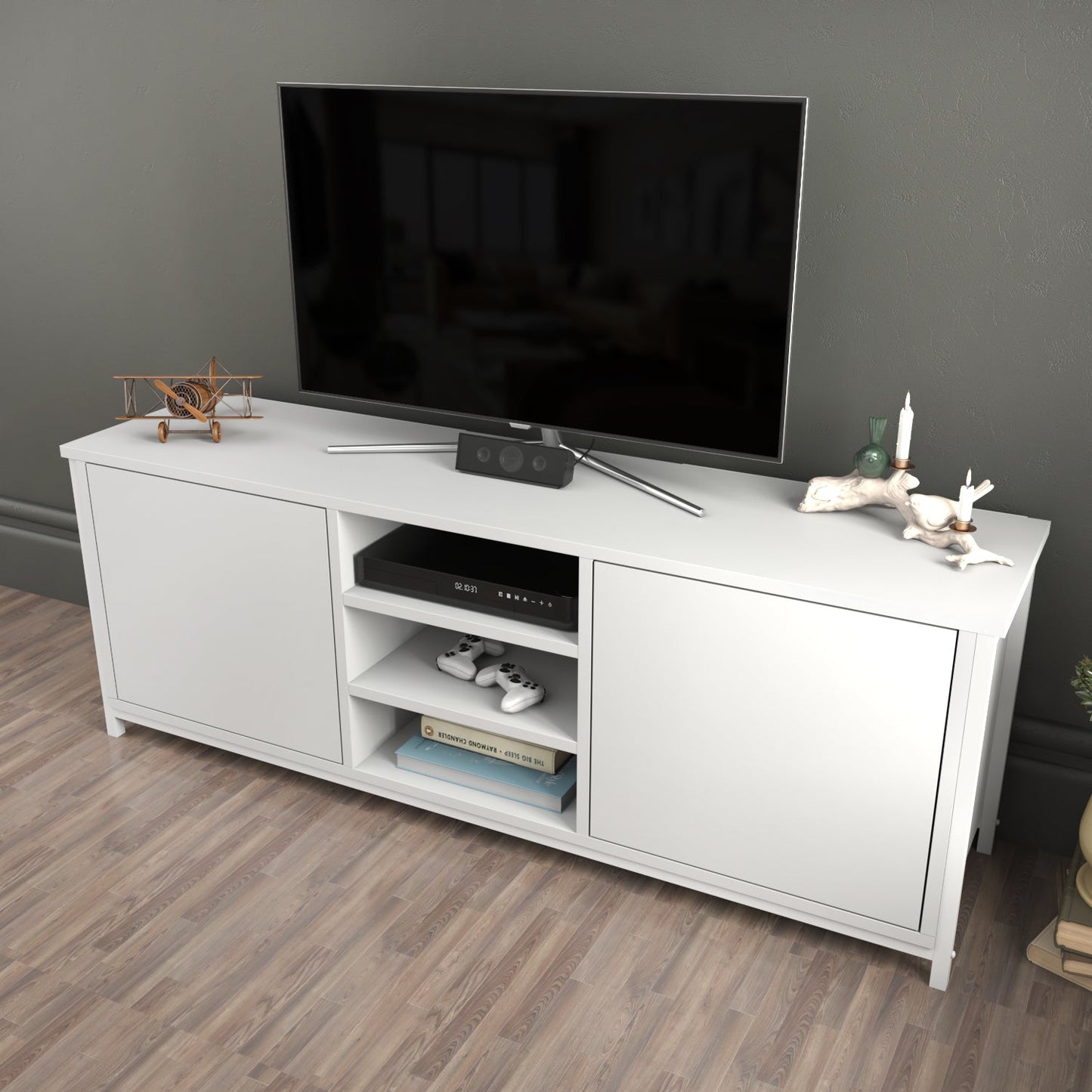 TV Stand Otis - White-OTVS3085 White 167.6 X 47.2 X 16.6 by DECOROTIKA | Souqify