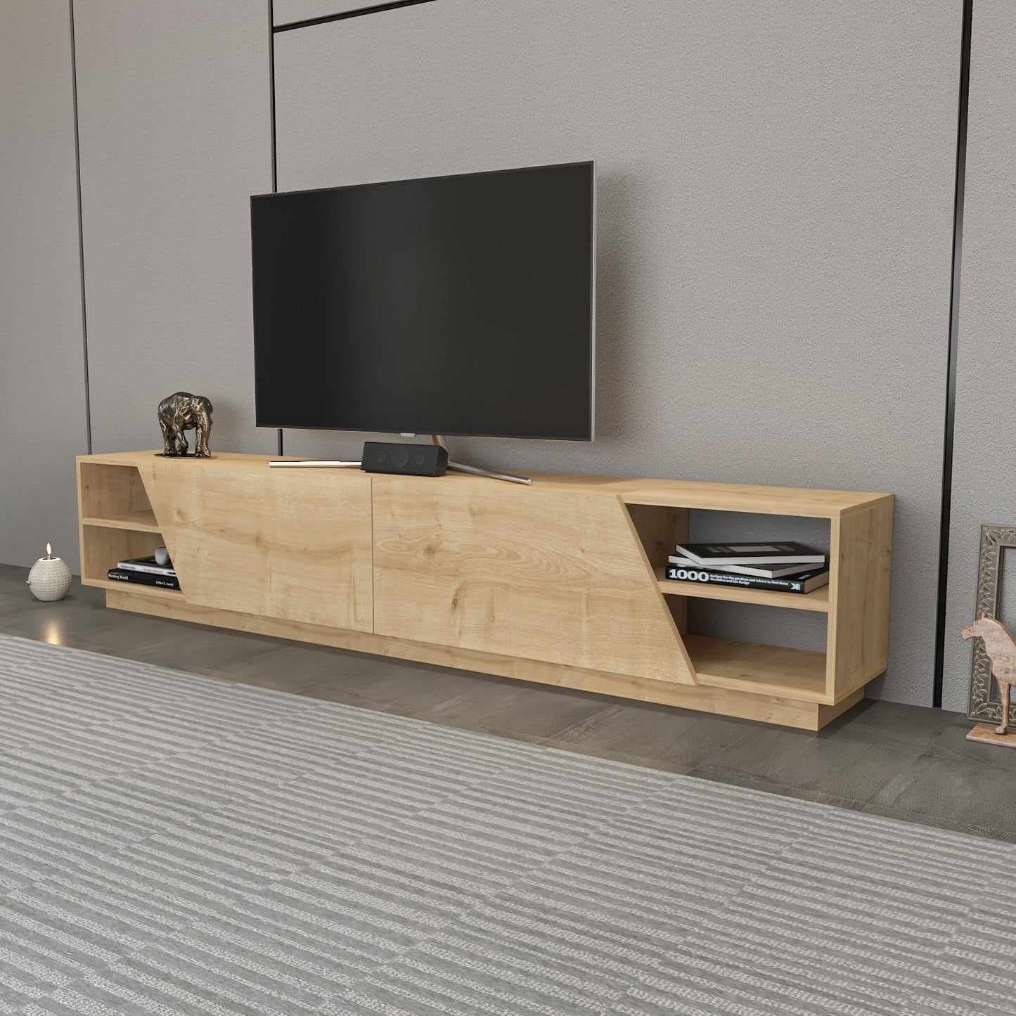 TV Stand Rhodes - Oak-OTVS3335 Oak 176 X 46 X 17 by DECOROTIKA | Souqify