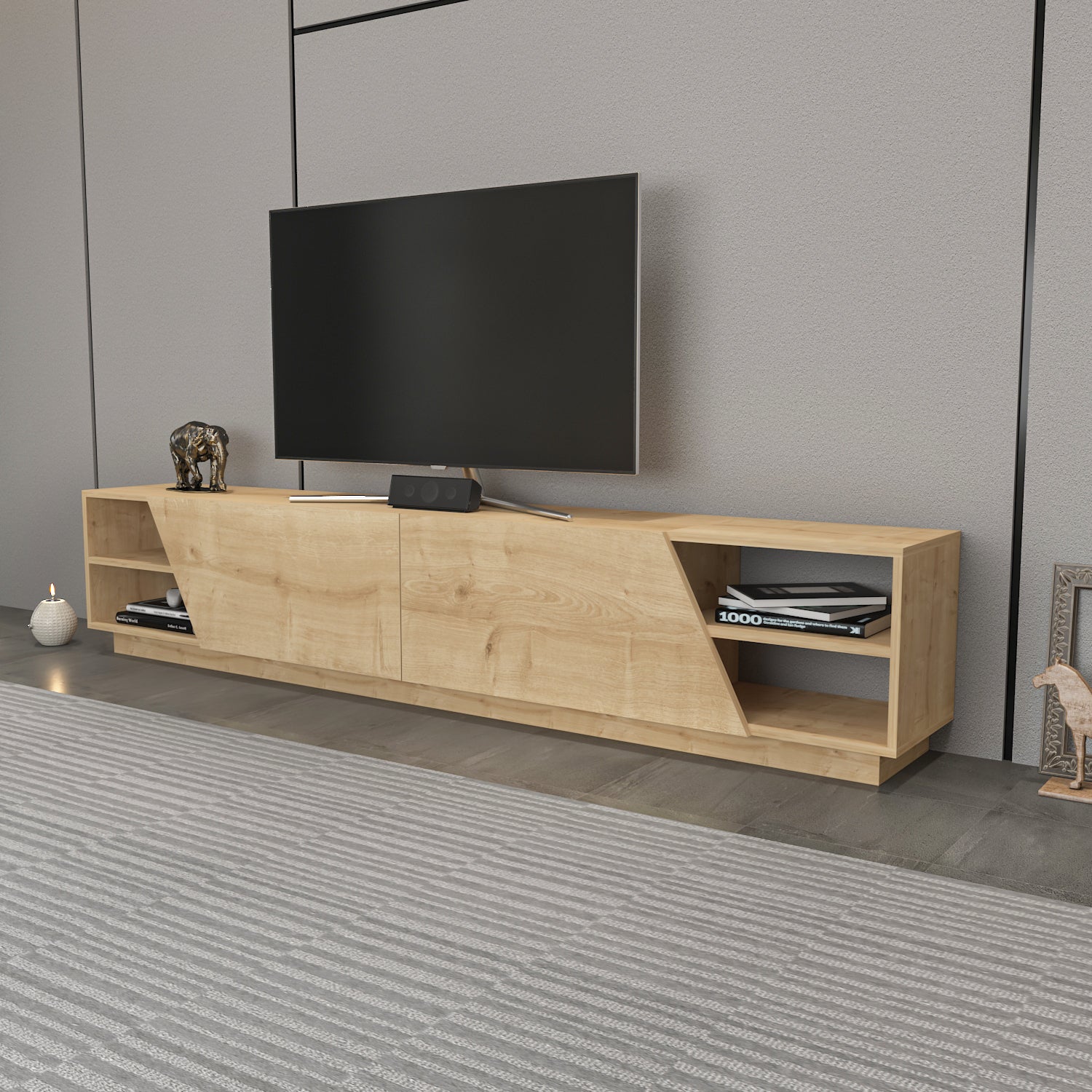 TV Stand Rhodes - Oak-OTVS3335 Oak 176 X 46 X 17 by DECOROTIKA | Souqify