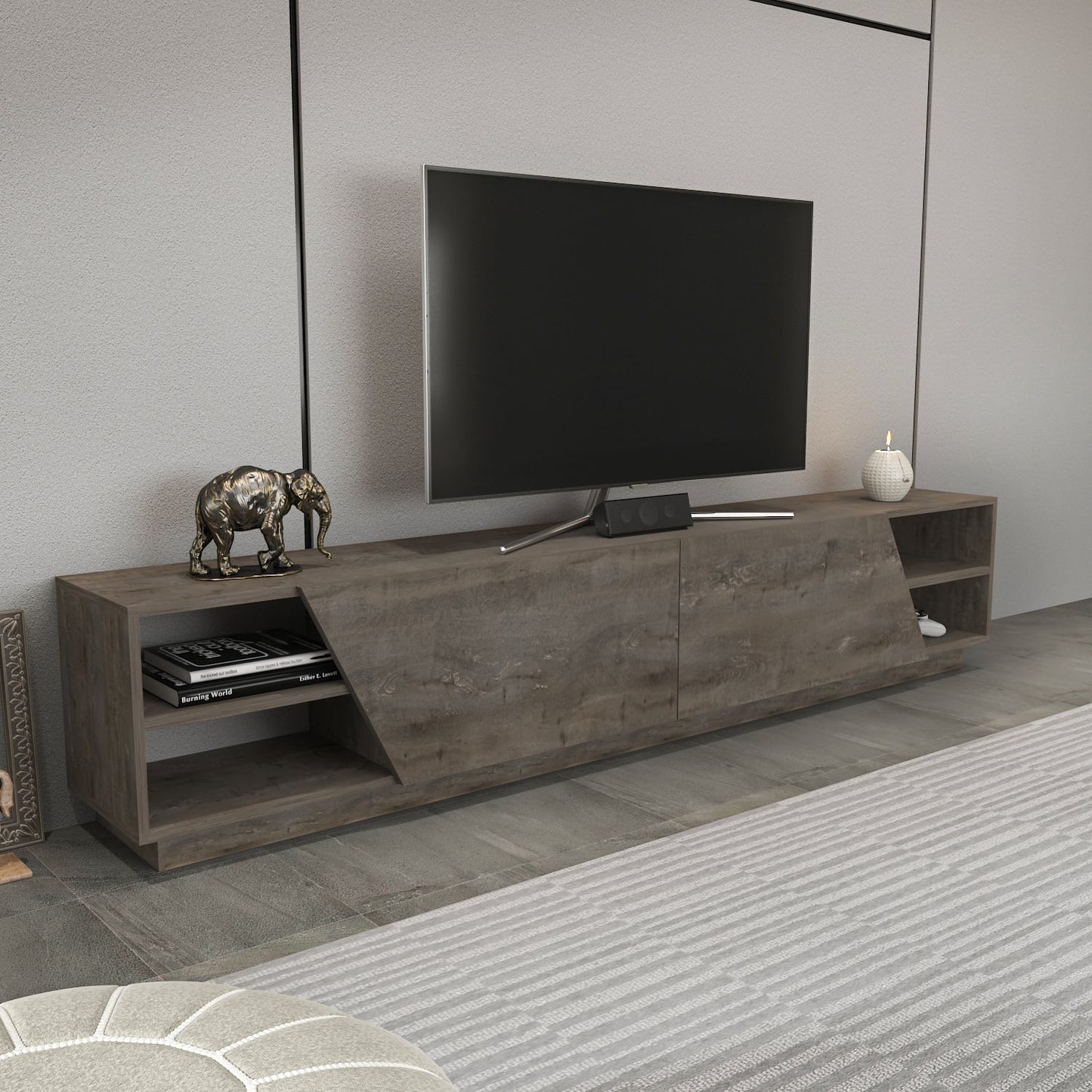 TV Stand Rhodes - Wenge-OTVS3343 Wenge 176 X 46 X 17 by DECOROTIKA | Souqify