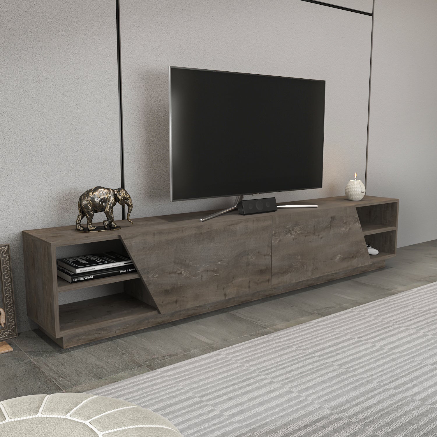TV Stand Rhodes - Wenge-OTVS3343 Wenge 176 X 46 X 17 by DECOROTIKA | Souqify
