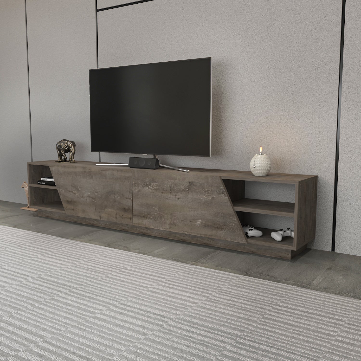 TV Stand Rhodes - Wenge-OTVS3343 Wenge 176 X 46 X 17 by DECOROTIKA | Souqify