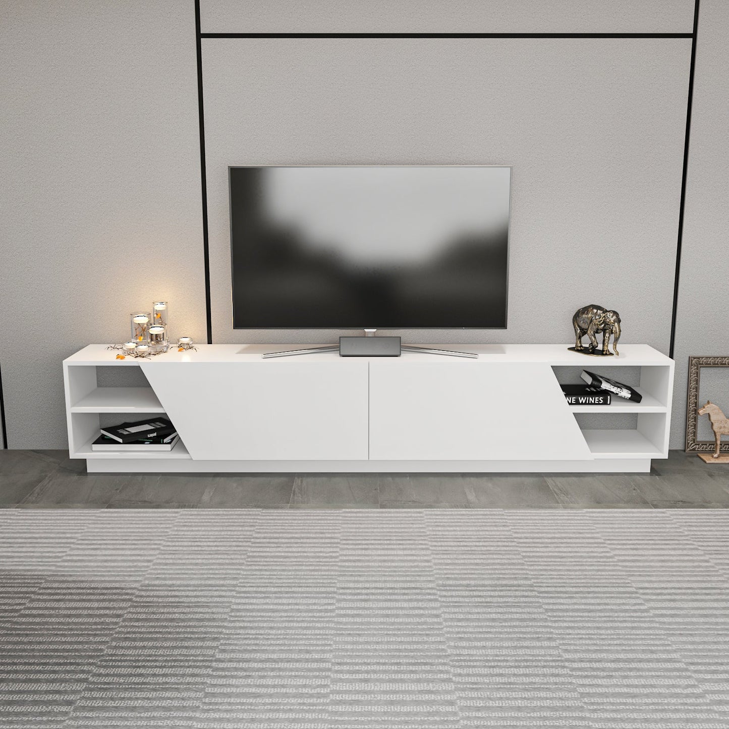 TV Stand Rhodes - White-OTVS3331 White 176 X 46 X 17 by DECOROTIKA | Souqify