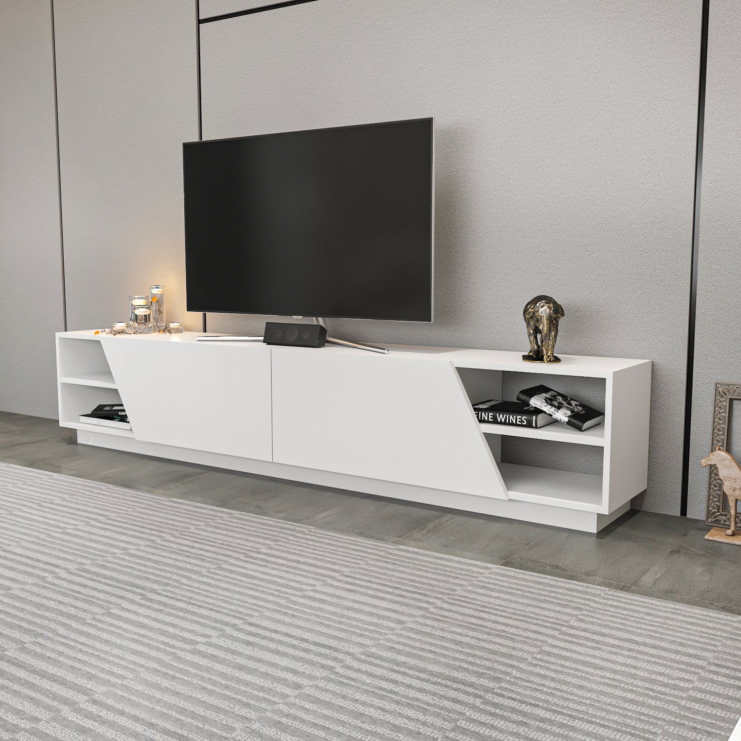 TV Stand Rhodes - White-OTVS3331 White 176 X 46 X 17 by DECOROTIKA | Souqify