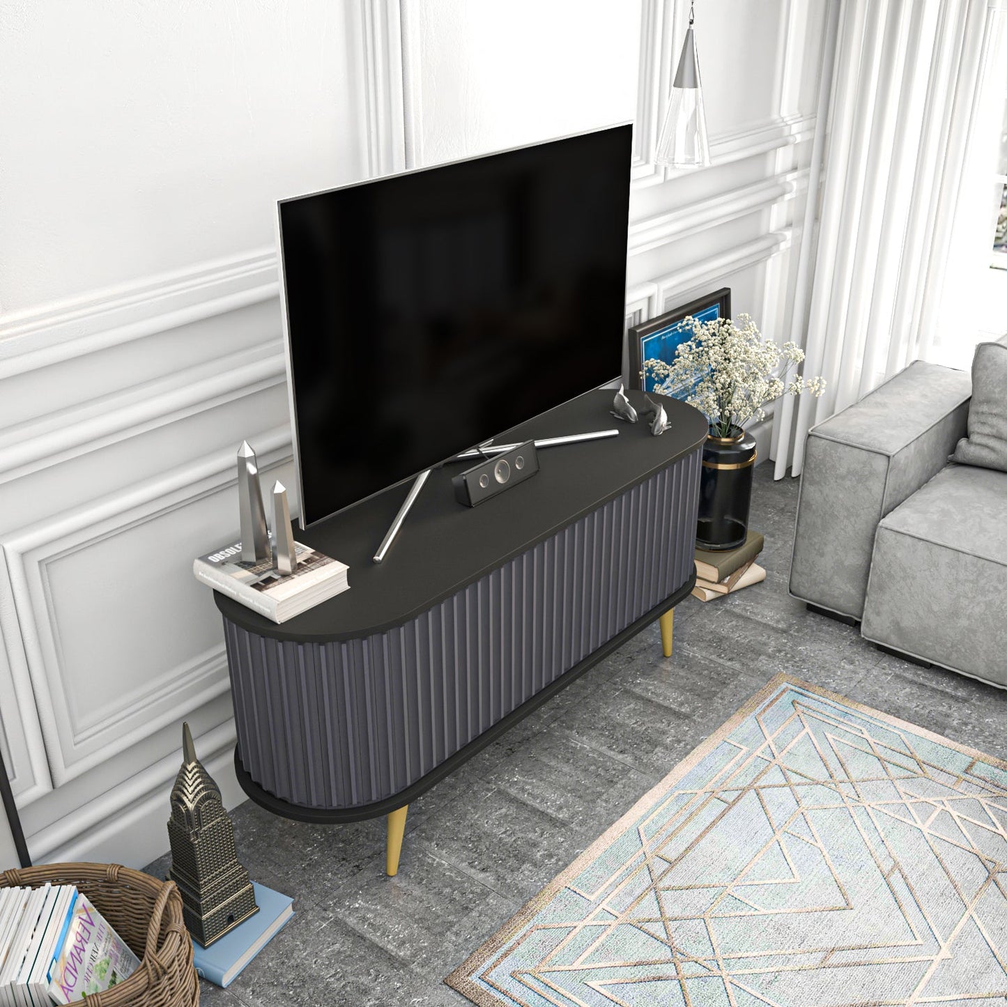 TV Stand Stor - Black, Anthracite-STO55TS02 Black
Anthracite 155 X 49 X 18 by DECOROTIKA | Souqify