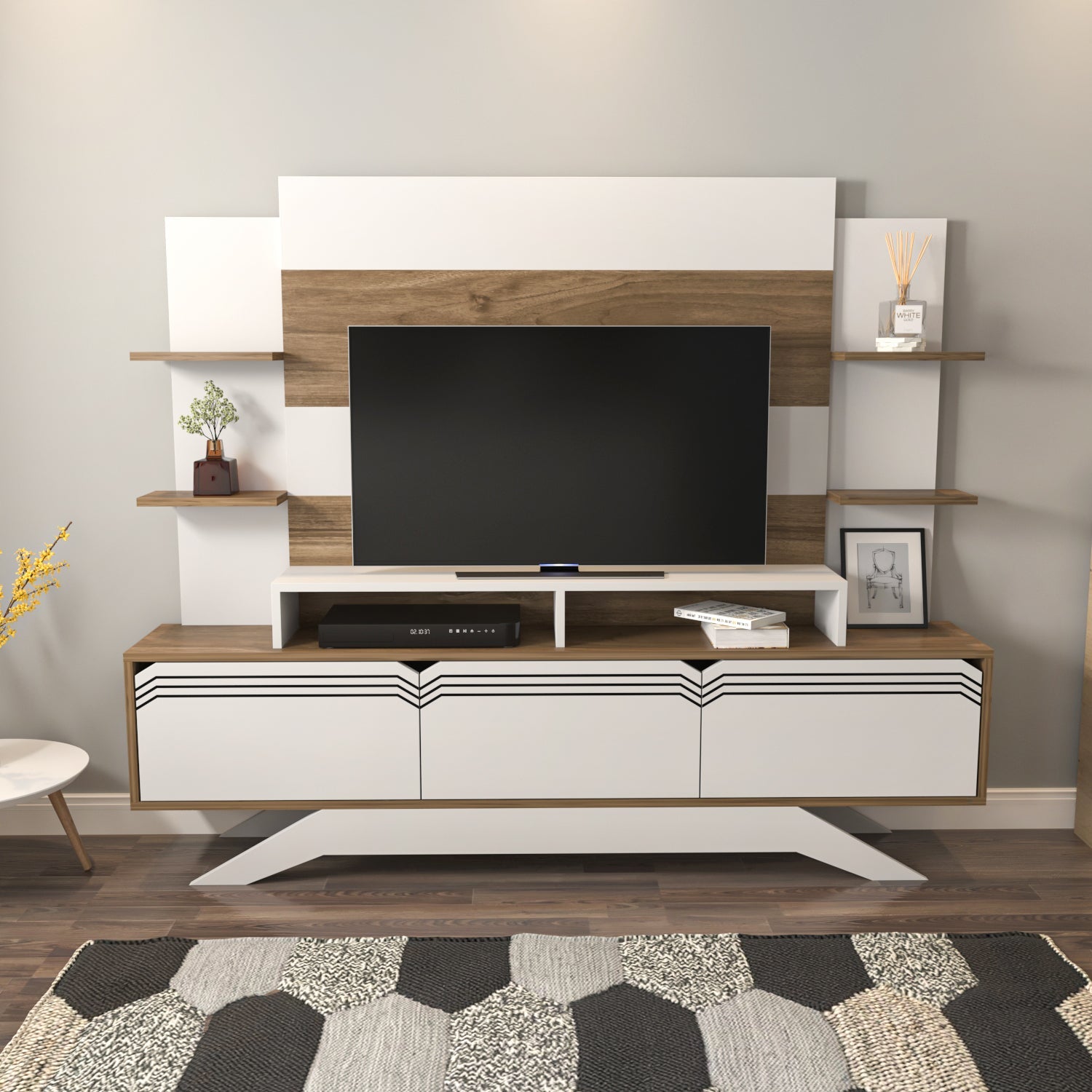 TV Unit Delpi-DLP71TS01 Walnut
White 180 X 40 X 22 by DECOROTIKA | Souqify