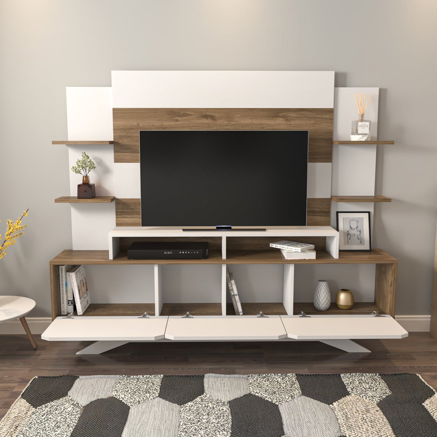 TV Unit Delpi-DLP71TS01 Walnut
White 180 X 40 X 22 by DECOROTIKA | Souqify