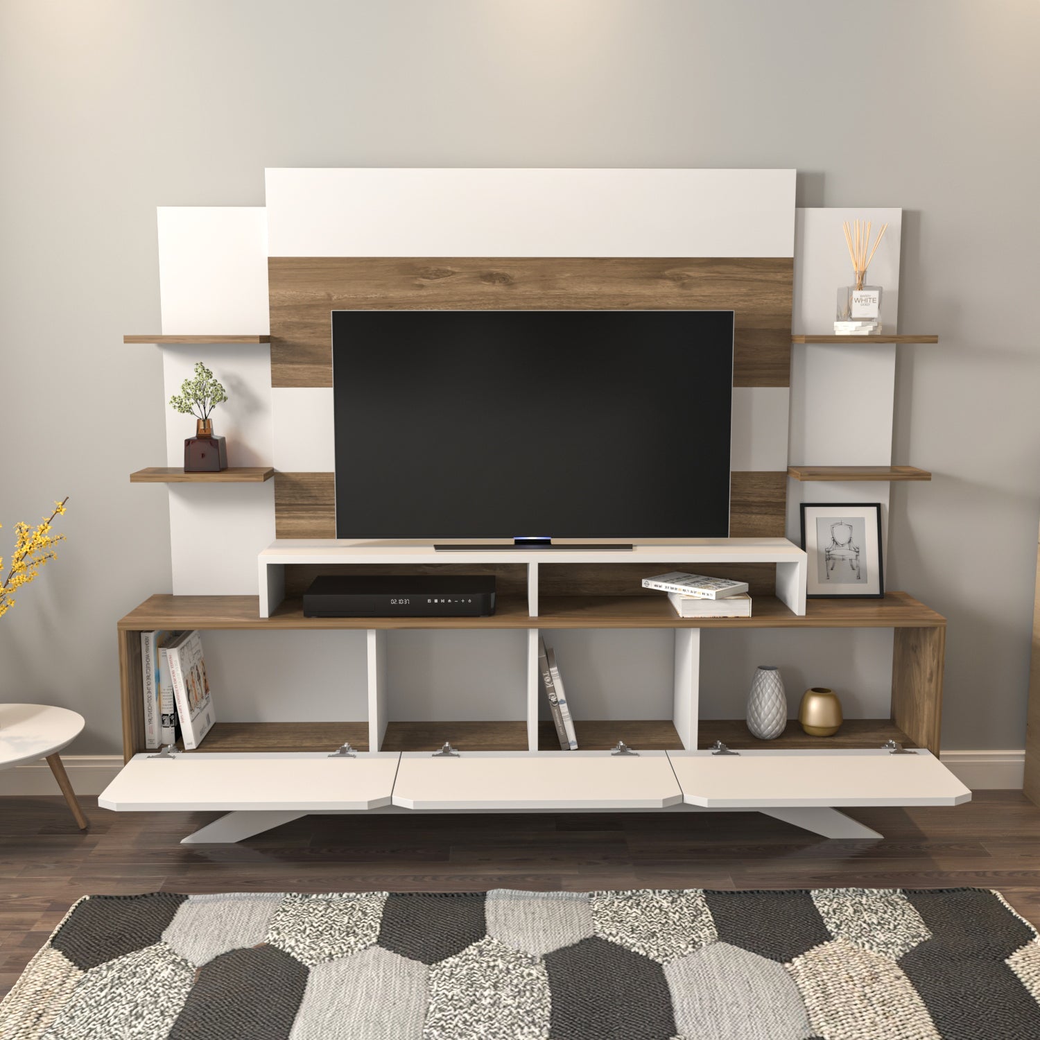 TV Unit Delpi-DLP71TS01 Walnut
White 180 X 40 X 22 by DECOROTIKA | Souqify