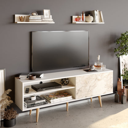 TV Unit Pi - White, Ephesus-PI63TS01 White 170 X 41 X 14 by DECOROTIKA | Souqify