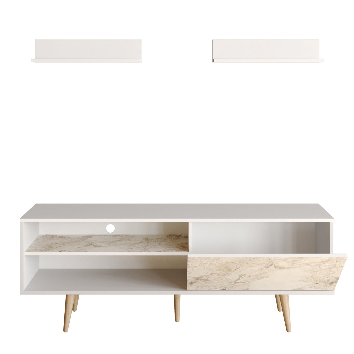 TV Unit Pi - White, Ephesus-PI63TS01 White 170 X 41 X 14 by DECOROTIKA | Souqify