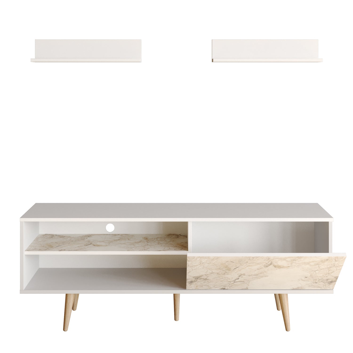 TV Unit Pi - White, Ephesus-PI63TS01 White 170 X 41 X 14 by DECOROTIKA | Souqify