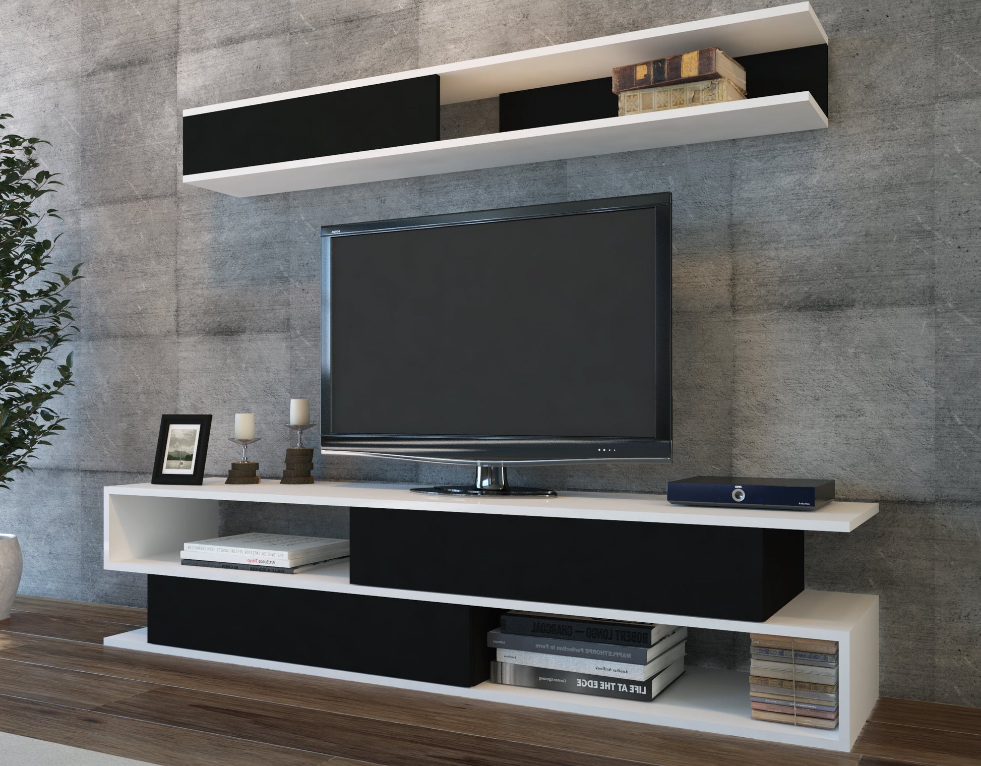 TV Unit Sims - Black, White-SMS71TS01 White
Black 180 X 37 X 14 by DECOROTIKA | Souqify