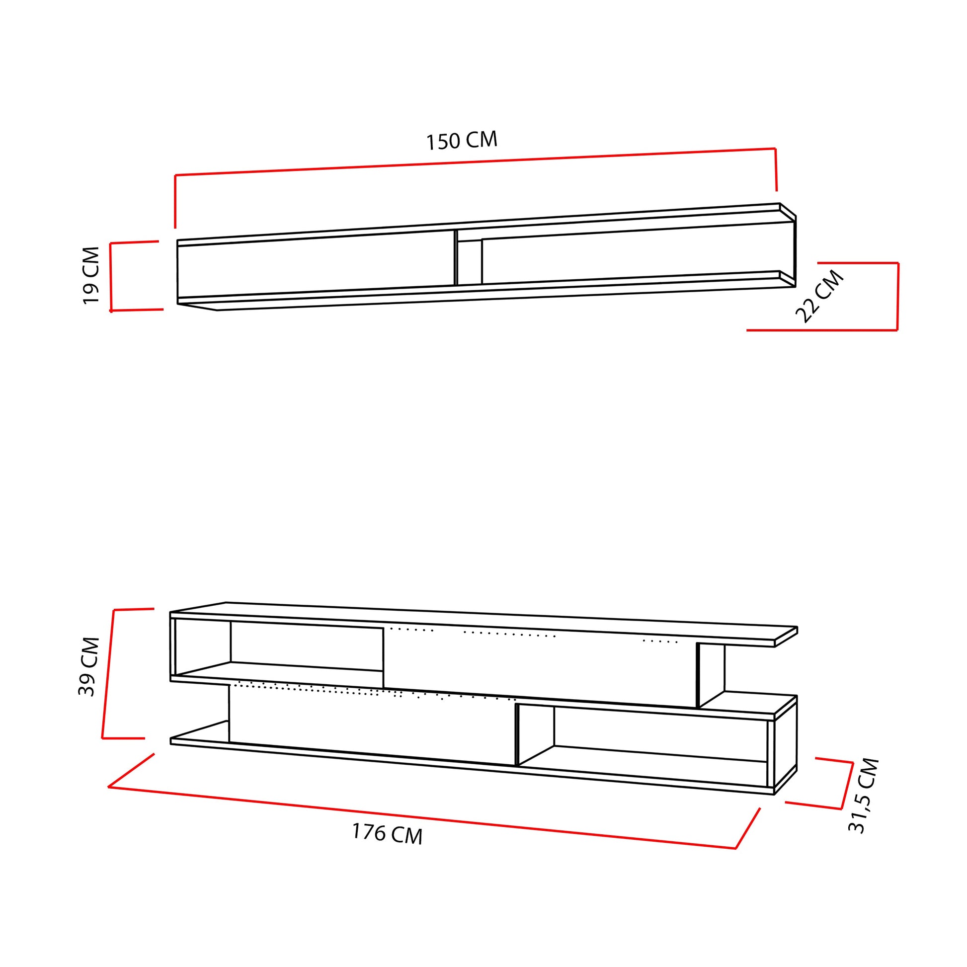 TV Unit Sims - Black, White-SMS71TS01 White
Black 180 X 37 X 14 by DECOROTIKA | Souqify