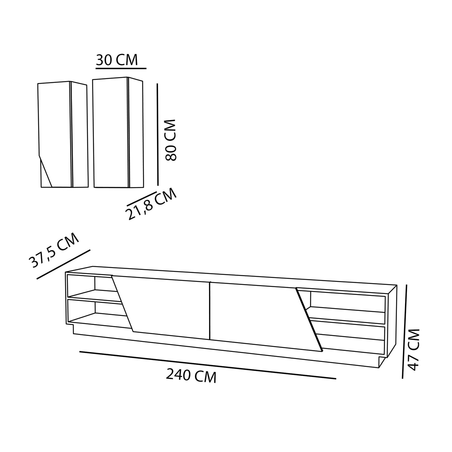 TV Unit Zebra - Black, White-ZBR108TS02 Black
White 168 X 46 X 11 by DECOROTIKA | Souqify