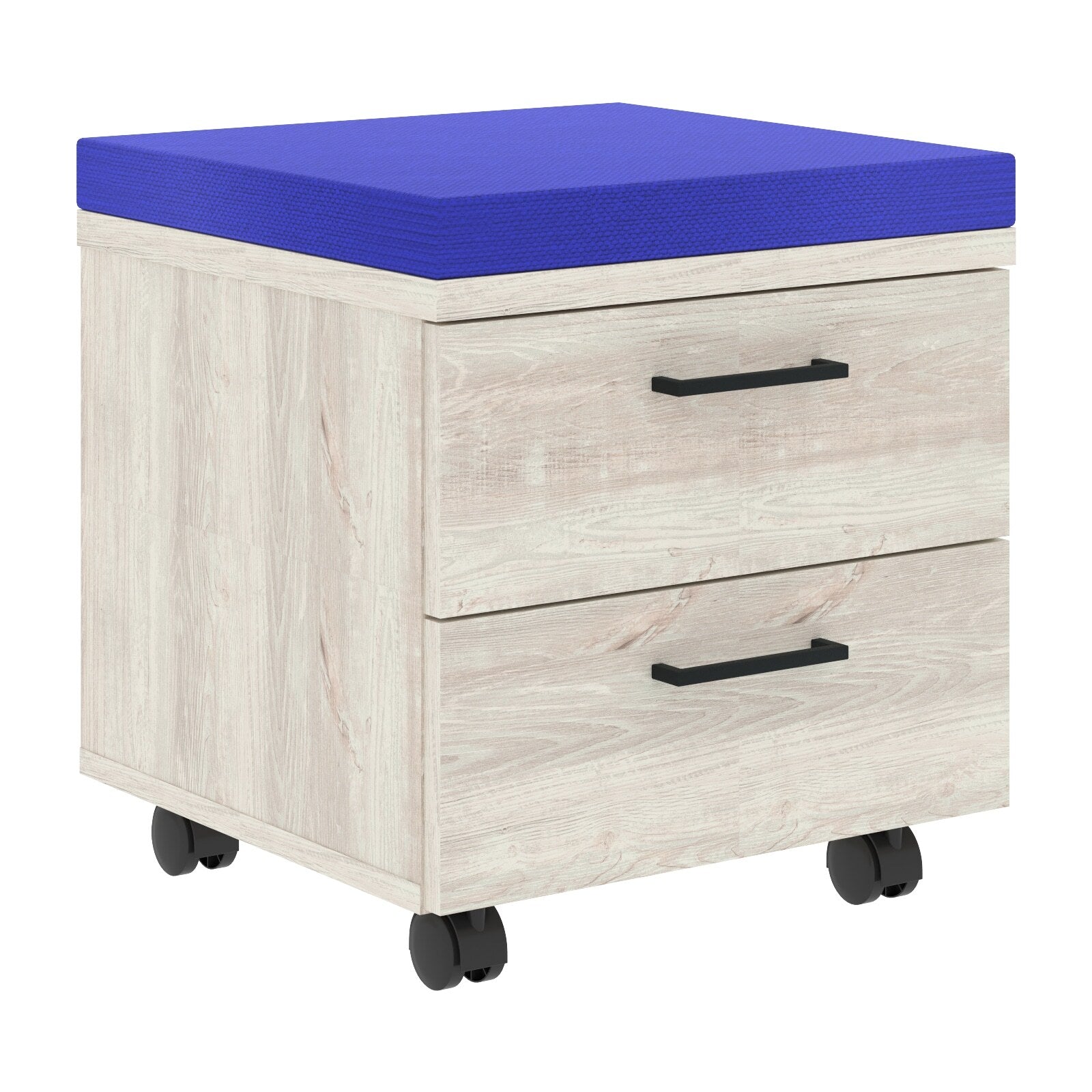 TWO DRAWER MOBILE PEDESTAL WITH UPHOLSTERY ON TOP, MADE IN E1 LAMINATE CHIPBOARD by Treejar | Souqify