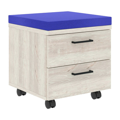 TWO DRAWER MOBILE PEDESTAL WITH UPHOLSTERY ON TOP, MADE IN E1 LAMINATE CHIPBOARD by Treejar | Souqify
