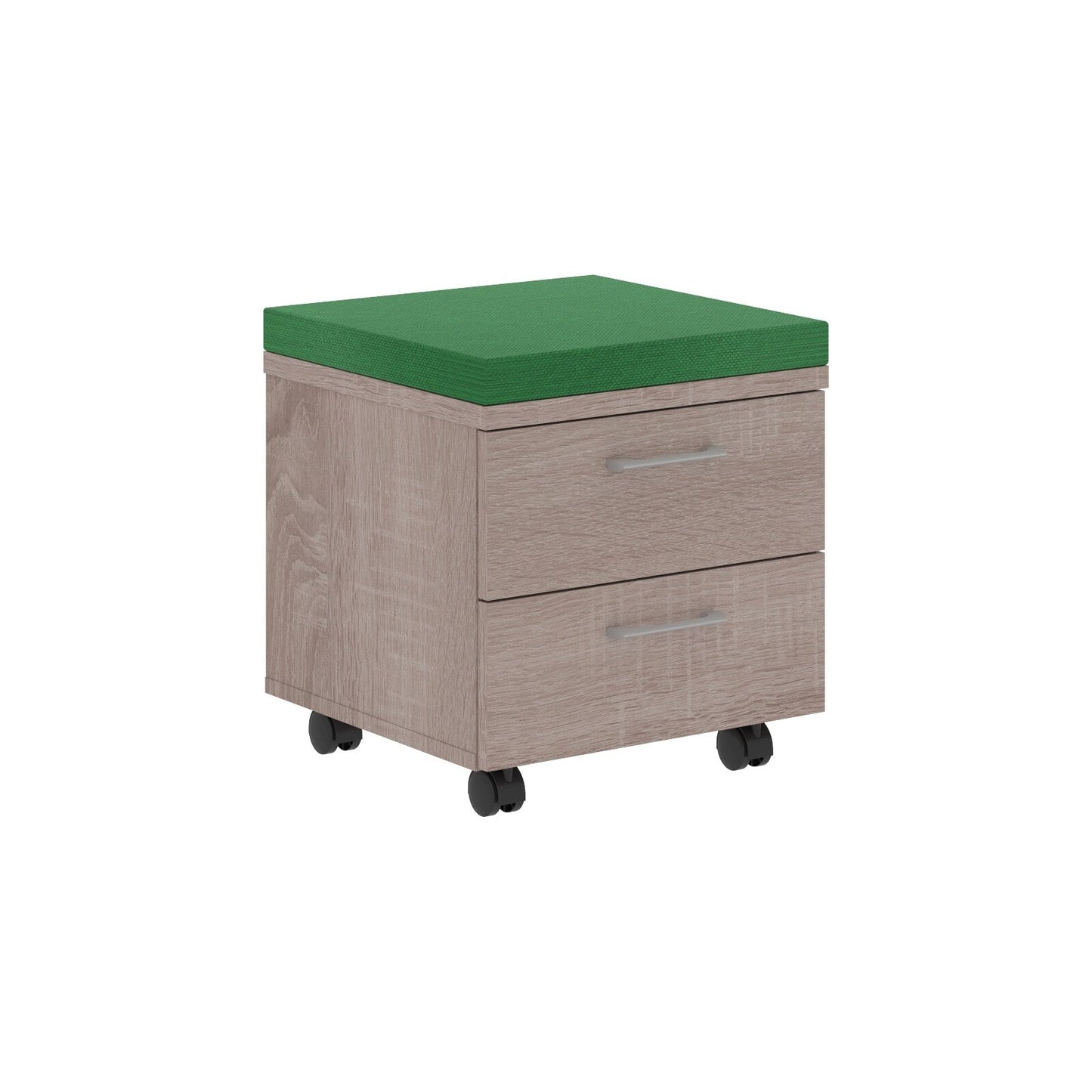 TWO DRAWER MOBILE PEDESTAL WITH UPHOLSTERY ON TOP, MADE IN E1 LAMINATE CHIPBOARD by Treejar | Souqify