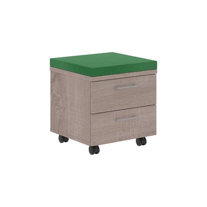 TWO DRAWER MOBILE PEDESTAL WITH UPHOLSTERY ON TOP, MADE IN E1 LAMINATE CHIPBOARD by Treejar | Souqify