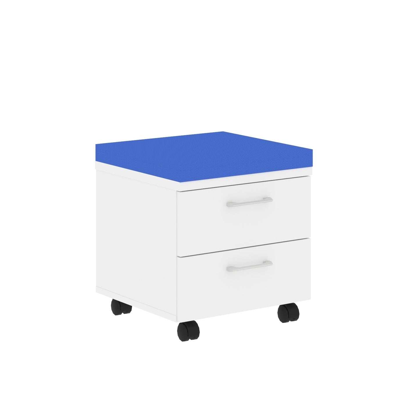TWO DRAWER MOBILE PEDESTAL WITH UPHOLSTERY ON TOP, MADE IN E1 LAMINATE CHIPBOARD by Treejar | Souqify