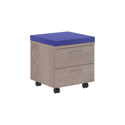 TWO DRAWER MOBILE PEDESTAL WITH UPHOLSTERY ON TOP, MADE IN E1 LAMINATE CHIPBOARD by Treejar | Souqify
