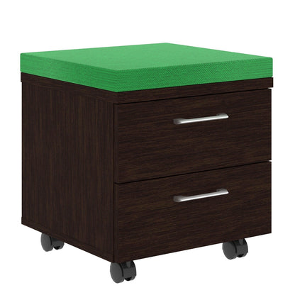 TWO DRAWER MOBILE PEDESTAL WITH UPHOLSTERY ON TOP, MADE IN E1 LAMINATE CHIPBOARD by Treejar | Souqify