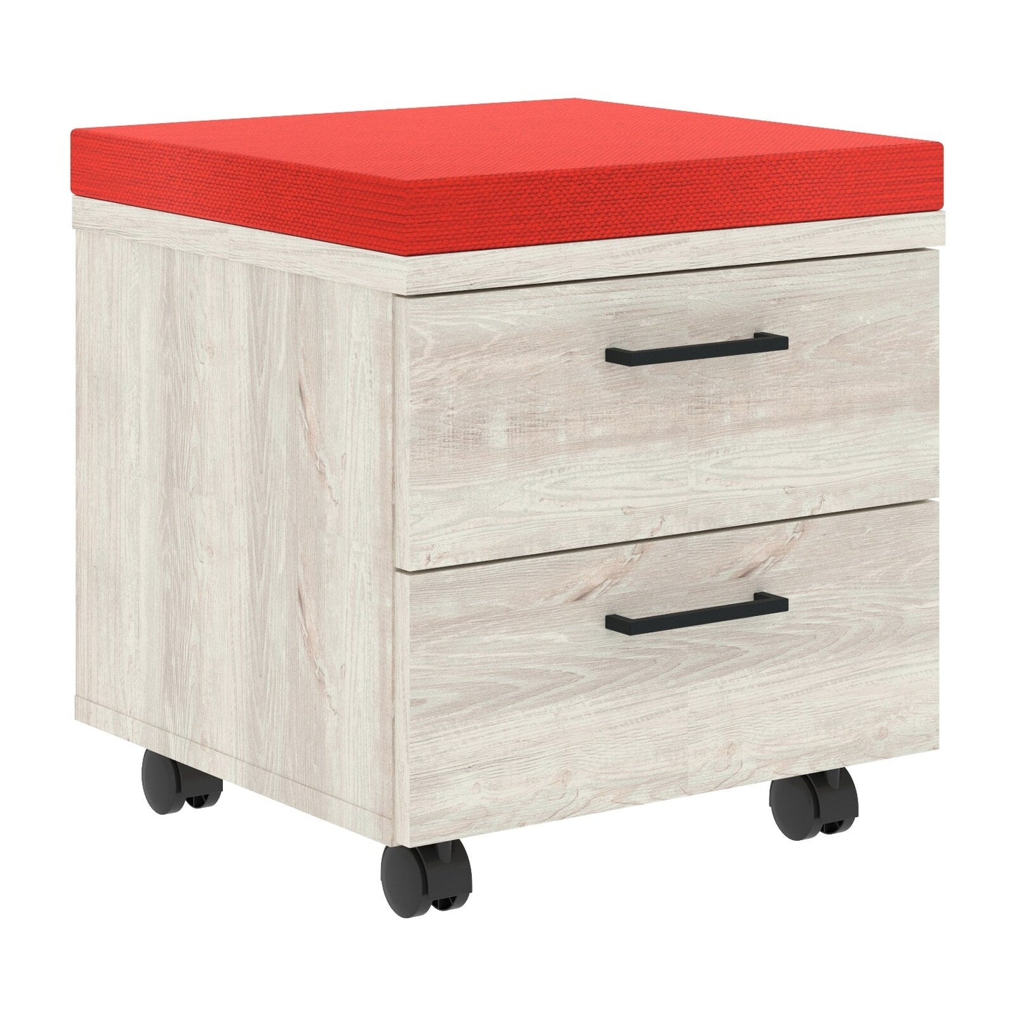 TWO DRAWER MOBILE PEDESTAL WITH UPHOLSTERY ON TOP, MADE IN E1 LAMINATE CHIPBOARD by Treejar | Souqify