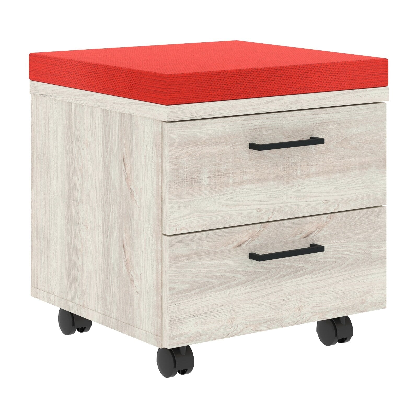 TWO DRAWER MOBILE PEDESTAL WITH UPHOLSTERY ON TOP, MADE IN E1 LAMINATE CHIPBOARD by Treejar | Souqify