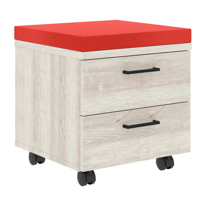 TWO DRAWER MOBILE PEDESTAL WITH UPHOLSTERY ON TOP, MADE IN E1 LAMINATE CHIPBOARD by Treejar | Souqify