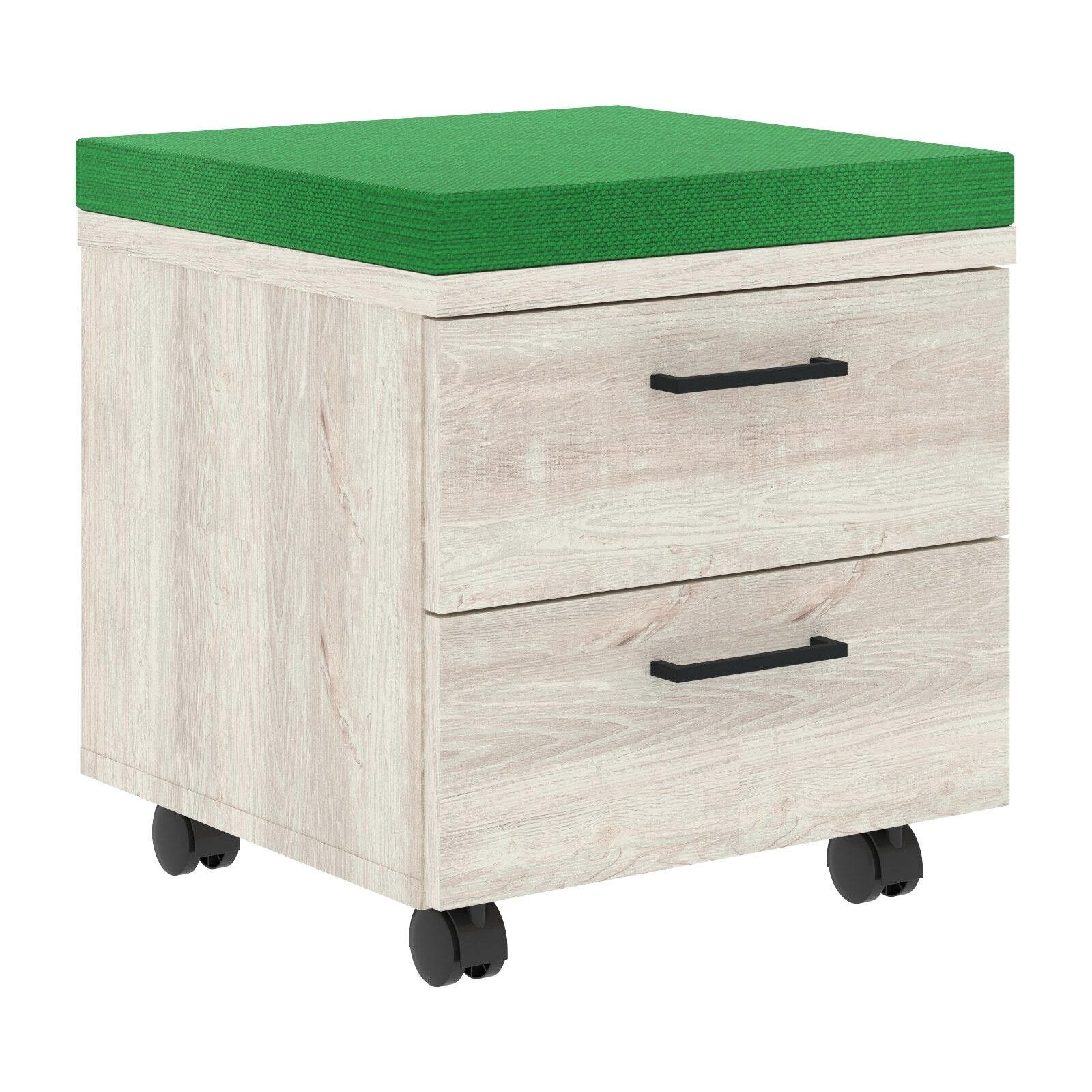 TWO DRAWER MOBILE PEDESTAL WITH UPHOLSTERY ON TOP, MADE IN E1 LAMINATE CHIPBOARD by Treejar | Souqify