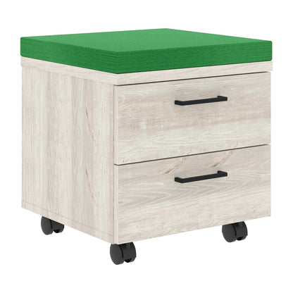 TWO DRAWER MOBILE PEDESTAL WITH UPHOLSTERY ON TOP, MADE IN E1 LAMINATE CHIPBOARD by Treejar | Souqify