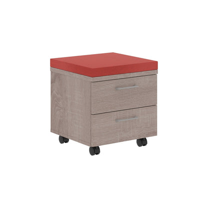 TWO DRAWER MOBILE PEDESTAL WITH UPHOLSTERY ON TOP, MADE IN E1 LAMINATE CHIPBOARD by Treejar | Souqify