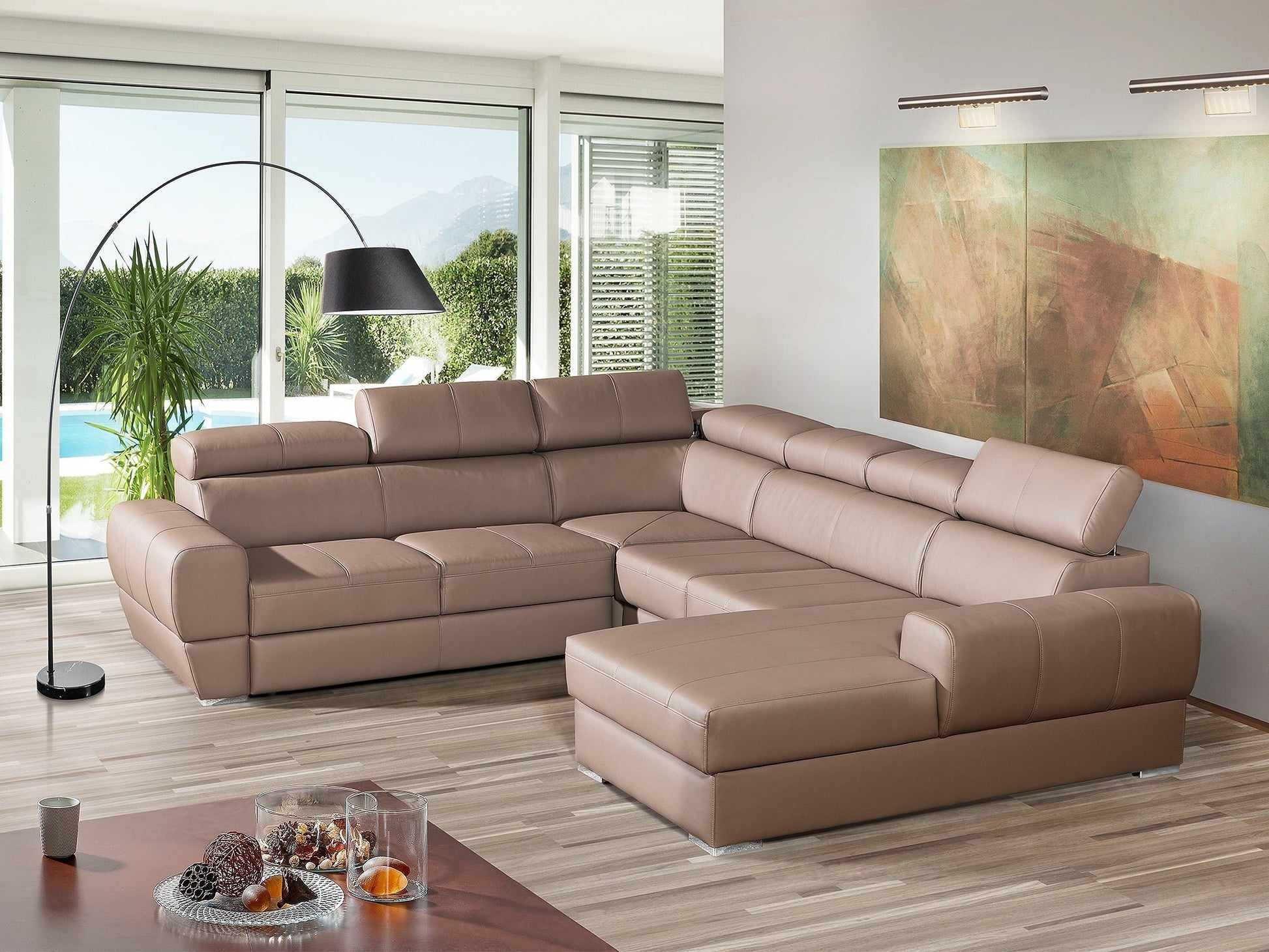 VENTURO New Large U-Shape Sofa Bed | Bespoke design Eco-leather Vienna 04 by EWOODS | Souqify