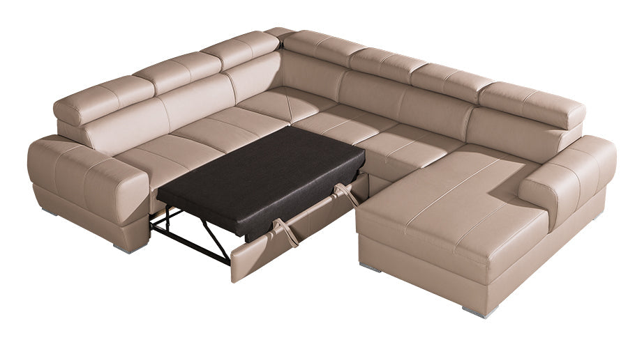 VENTURO New Large U-Shape Sofa Bed | Bespoke design Eco-leather Vienna 04 by EWOODS | Souqify