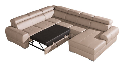 VENTURO New Large U-Shape Sofa Bed | Bespoke design Eco-leather Vienna 04 by EWOODS | Souqify