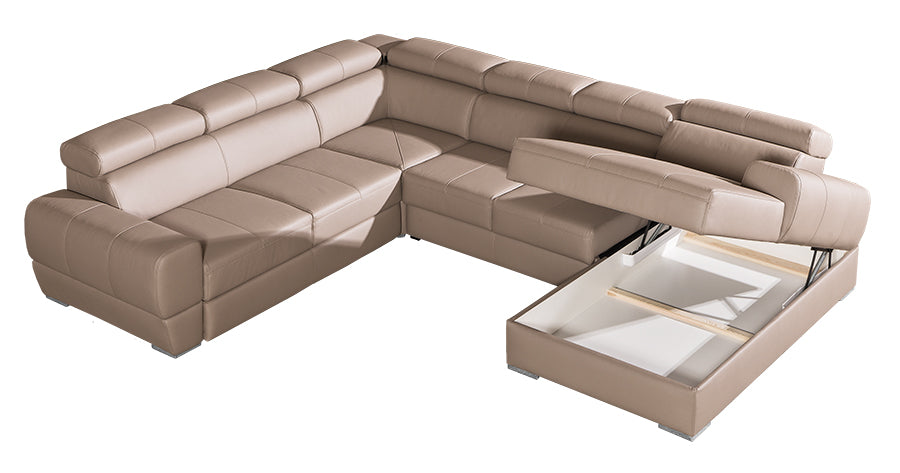 VENTURO New Large U-Shape Sofa Bed | Bespoke design Eco-leather Vienna 04 by EWOODS | Souqify