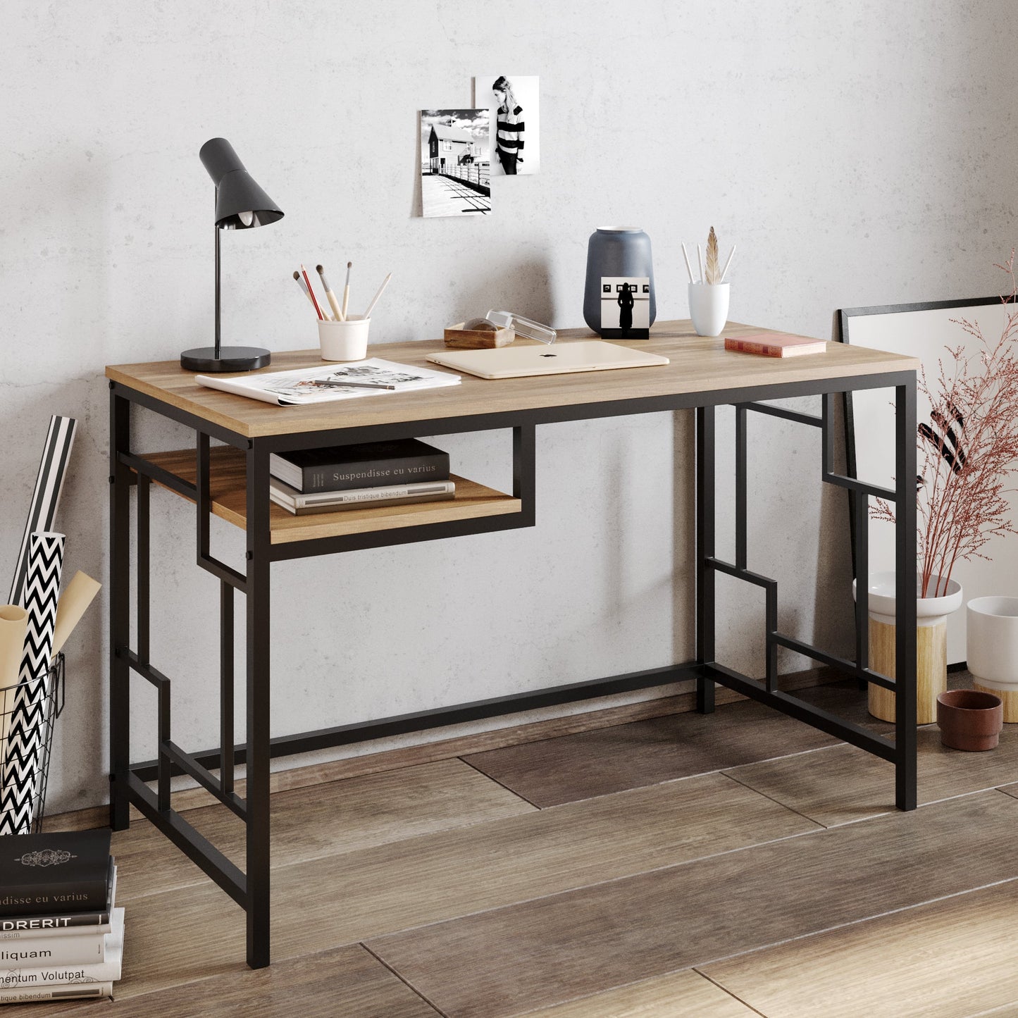 Victory Computer Desk -Black&Walnut by DECOROTIKA | Souqify