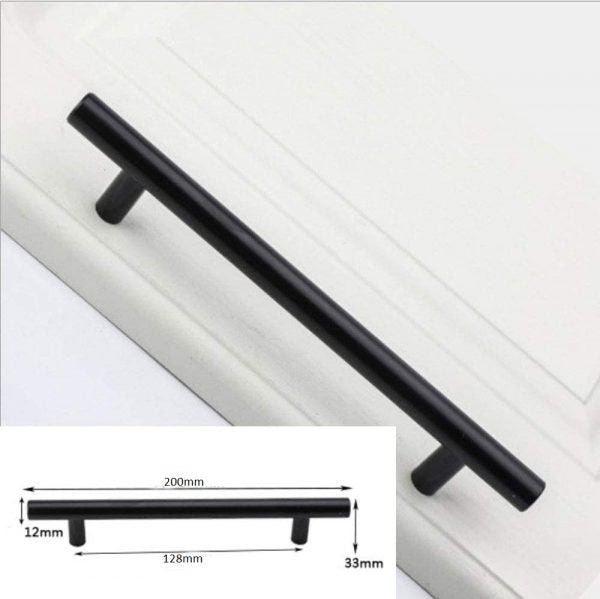 VILA 5902 Matt Black Cabinet Haldane T-Bar and Pulls, Furniture Drawer Handles, 200mm Long, Kitchen Cabinet Wardrobe Knobs Bars, Center to Center 128mm (1-PACK) by Vilalock | Souqify