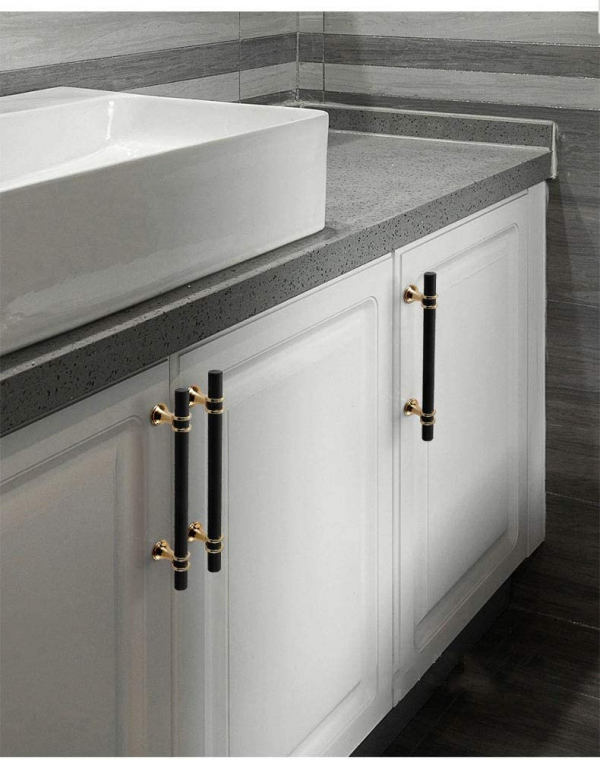 Vila 5906 Cabinet Handles Metal For Kitchen Drawer Pulls Color : (Black/Gold) – Size : (Knob-96mm-128mm-160mm-192mm)1 Pec by Vilalock | Souqify