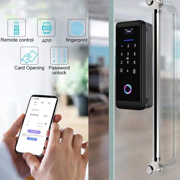 ViLA |905P| smart Glass Door Lock – Electronic Sliding Door Lock Fingerprint/Password/Card/Remote Control/Bluetooth APP Door Bell Lock Security Door Lock Door Lever for Homes Offices Apartments(Black) by Vilalock | Souqify
