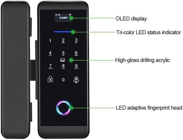 ViLA |905P| smart Glass Door Lock – Electronic Sliding Door Lock Fingerprint/Password/Card/Remote Control/Bluetooth APP Door Bell Lock Security Door Lock Door Lever for Homes Offices Apartments(Black) by Vilalock | Souqify