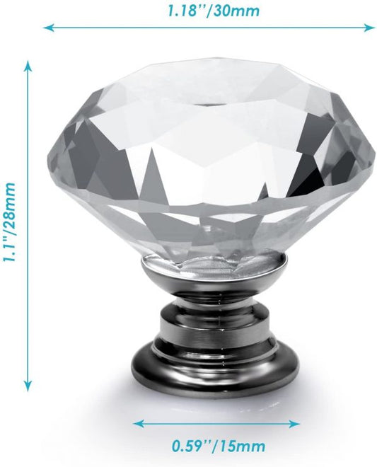 VILA Clear Crystal Glass Diamond Shape 30mm drawer Knob Drawer Pull Handle for Cabinet, Drawer, Cupboard, Wardrobe Home Decoration (1Pack) by Vilalock | Souqify