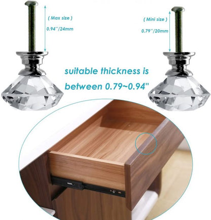 VILA Clear Crystal Glass Diamond Shape 30mm drawer Knob Drawer Pull Handle for Cabinet, Drawer, Cupboard, Wardrobe Home Decoration (1Pack) by Vilalock | Souqify