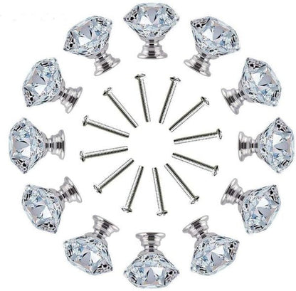 Vila Crystal Glass Diamond Shape Door Knob (1 pec) Drawer Pull Handle for Cabinet, Drawer, Cupboard, Wardrobe Home Decoration (30mm) by Vilalock | Souqify
