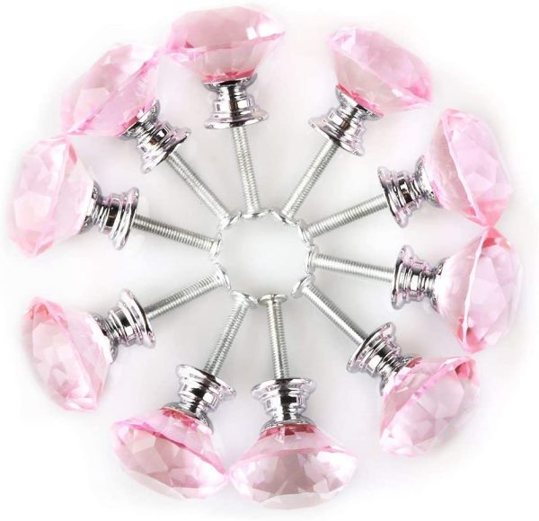Vila Crystal Glass Diamond Shape Door Knob (1 pec) Drawer Pull Handle for Cabinet, Drawer, Cupboard, Wardrobe Home Decoration (30mm) by Vilalock | Souqify