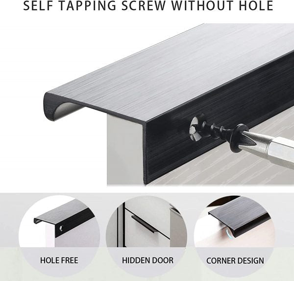 VILA F1007 Concealed Handle 1pcs Black Mount Finger Edge Pull Hidden for Home Kitchen Living Room Door Drawer Cabinet(Black) by Vilalock | Souqify