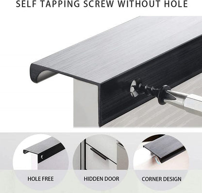 VILA F1007 Concealed Handle 1pcs Black Mount Finger Edge Pull Hidden for Home Kitchen Living Room Door Drawer Cabinet(Black) by Vilalock | Souqify