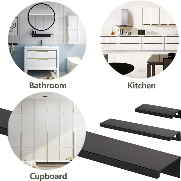 VILA F1007 Concealed Handle 1pcs Black Mount Finger Edge Pull Hidden for Home Kitchen Living Room Door Drawer Cabinet(Black) by Vilalock | Souqify